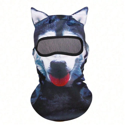 Breathable Polyester Balaclava With 3D Cat & Dog Face| Unisex Sun-Proof Mask For Winter Sports, Halloween Parties & Motorcycle Riding