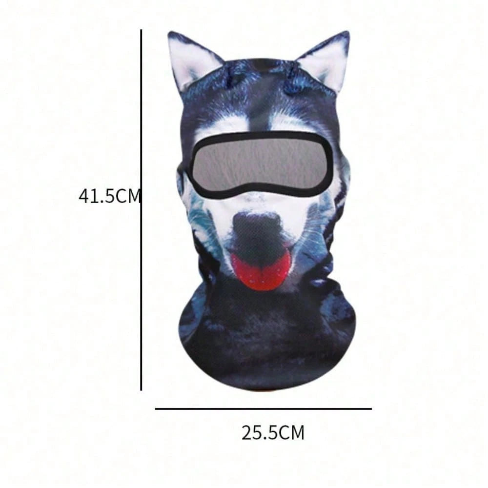 Breathable Polyester Balaclava With 3D Cat & Dog Face| Unisex Sun-Proof Mask For Winter Sports, Halloween Parties & Motorcycle Riding