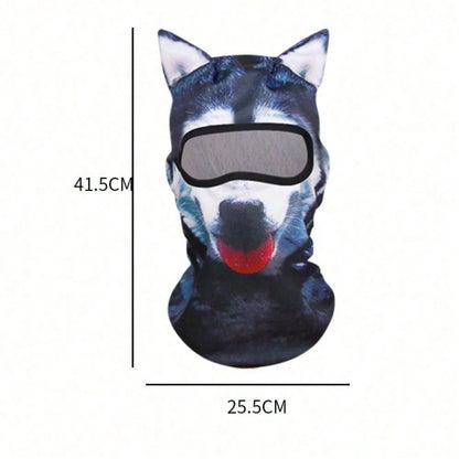Breathable Polyester Balaclava With 3D Cat & Dog Face| Unisex Sun-Proof Mask For Winter Sports, Halloween Parties & Motorcycle Riding