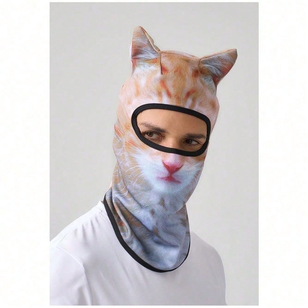 Breathable Polyester Balaclava With 3D Cat & Dog Face| Unisex Sun-Proof Mask For Winter Sports, Halloween Parties & Motorcycle Riding