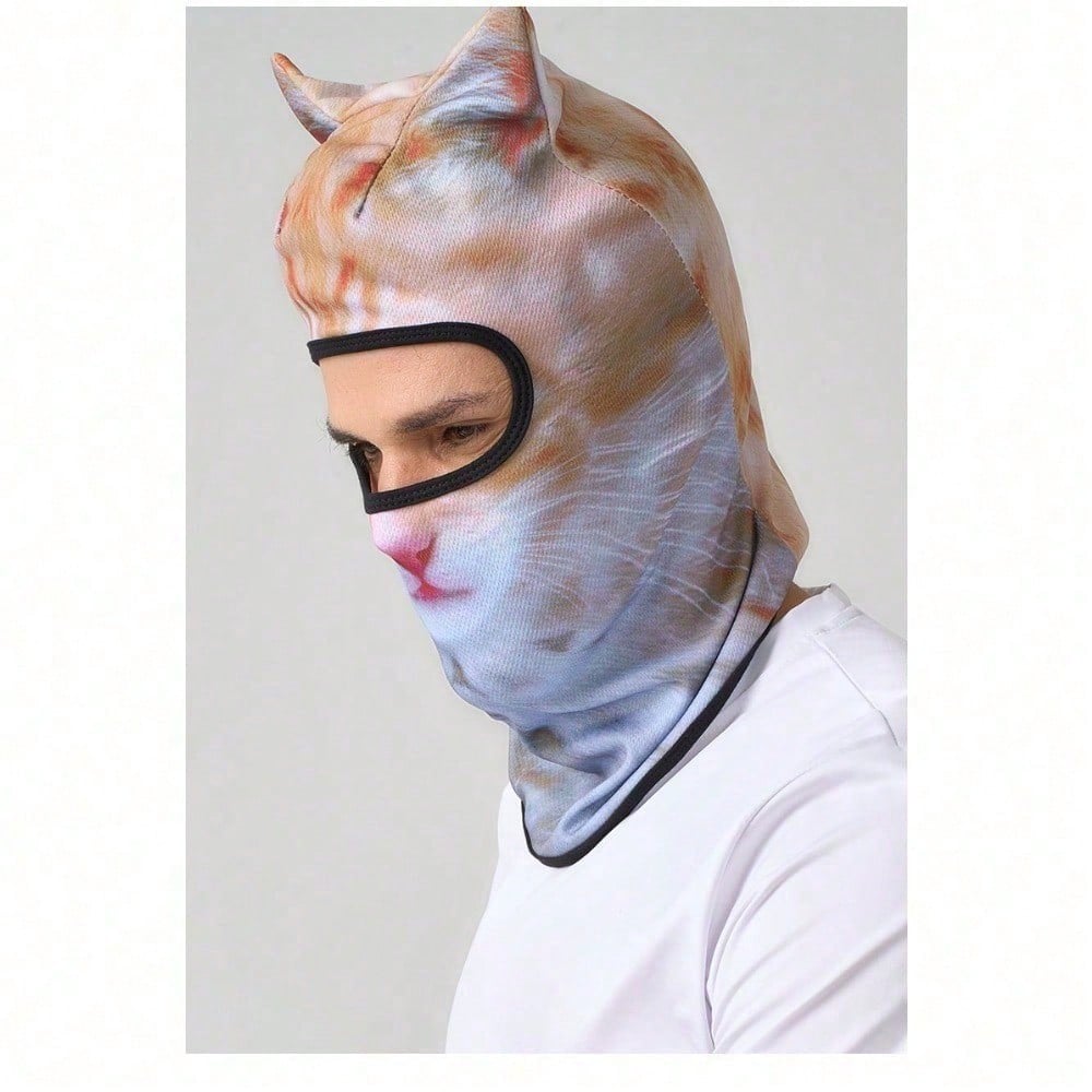 Breathable Polyester Balaclava With 3D Cat & Dog Face| Unisex Sun-Proof Mask For Winter Sports, Halloween Parties & Motorcycle Riding