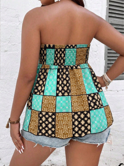 Breezaya Plus Size Women Floral Print Beach Tube Top