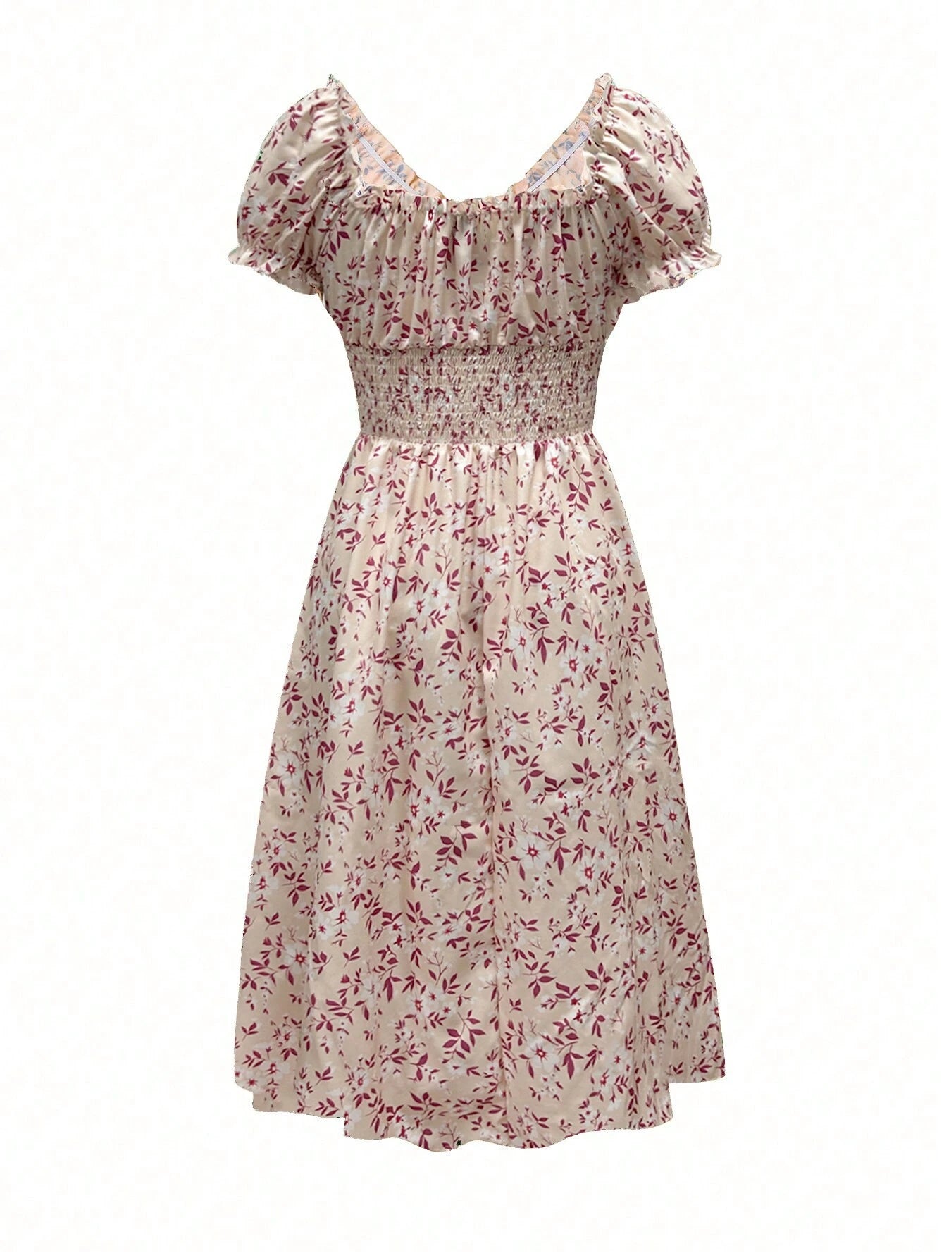 Breezaya Women's Ditsy Floral V-Neck Tie Waist Dress Maxi Women Outfit