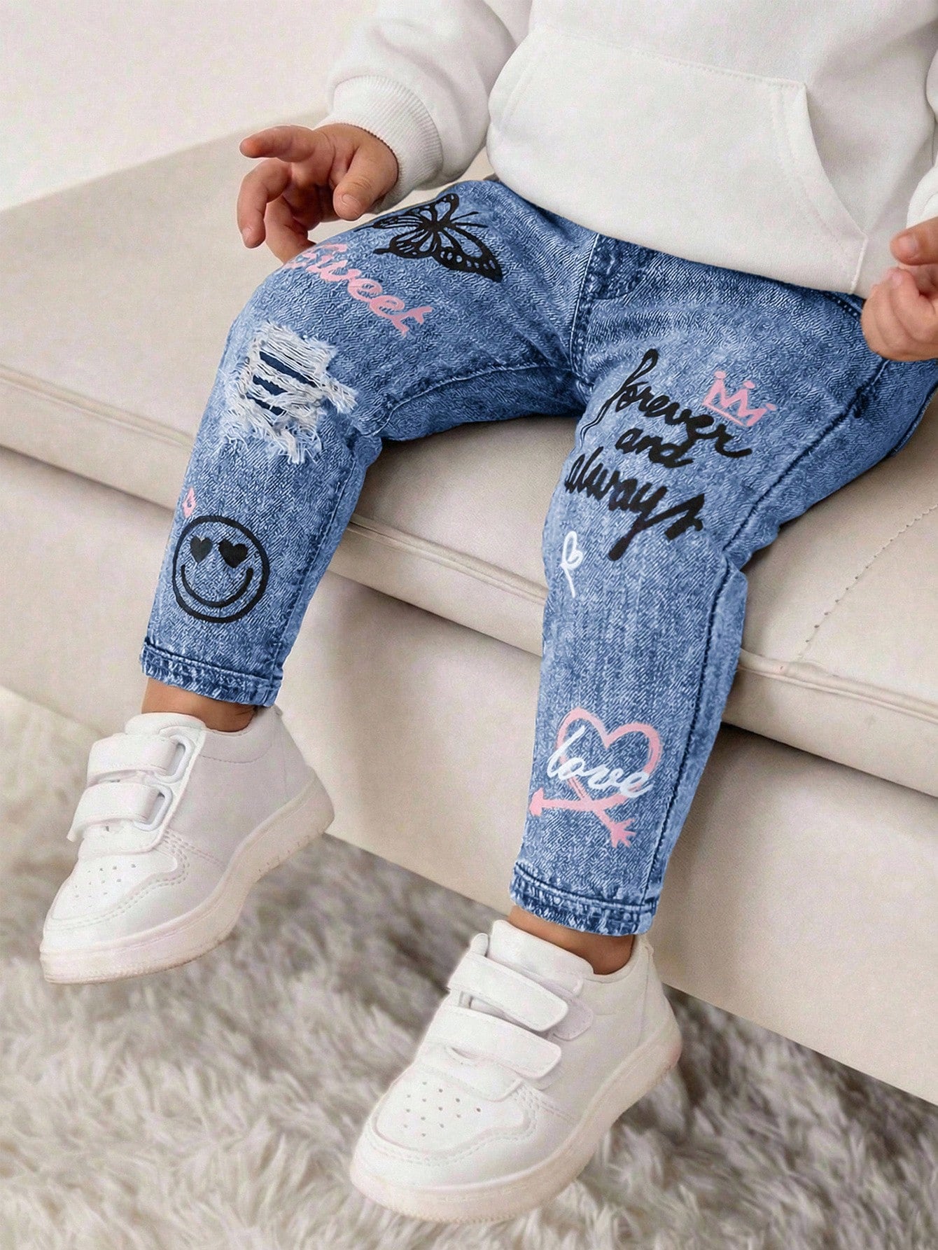Bubblio Babygirl Cute Street Style Graphic Print Elastic Waist Pants