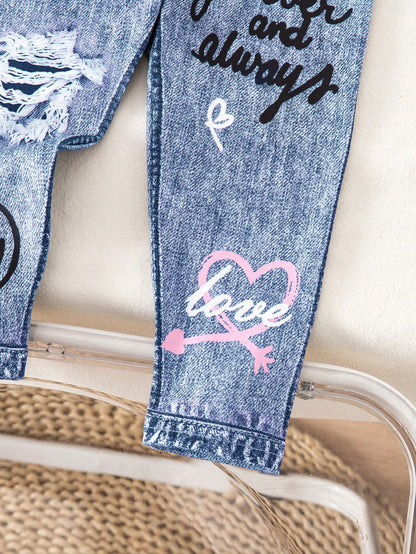 Bubblio Babygirl Cute Street Style Graphic Print Elastic Waist Pants