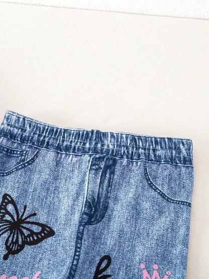 Bubblio Babygirl Cute Street Style Graphic Print Elastic Waist Pants