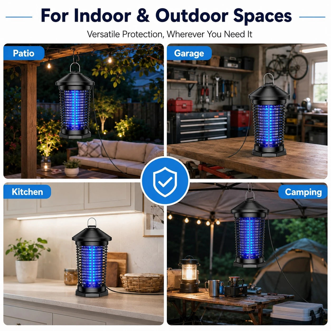 Bug Zapper Outdoor Electric, 5.8Ft Portable Mosquito Zapper Fly Zapper Indoor, 4000V High Powered Mosquito Killer Lamp, Hanging Waterproof Bug Light Zapper For Patio Backyard Home Garage Camping-Black