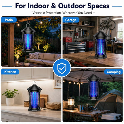 Bug Zapper Outdoor Electric, 5.8Ft Portable Mosquito Zapper Fly Zapper Indoor, 4000V High Powered Mosquito Killer Lamp, Hanging Waterproof Bug Light Zapper For Patio Backyard Home Garage Camping-Black