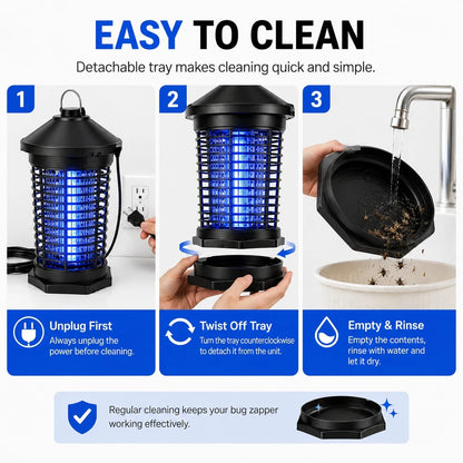 Bug Zapper Outdoor Electric, 5.8Ft Portable Mosquito Zapper Fly Zapper Indoor, 4000V High Powered Mosquito Killer Lamp, Hanging Waterproof Bug Light Zapper For Patio Backyard Home Garage Camping-Black