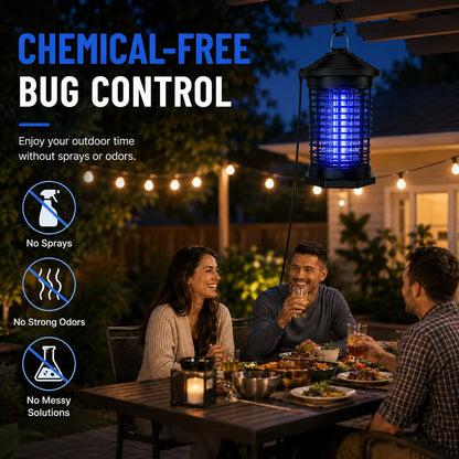 Bug Zapper Outdoor Electric, 5.8Ft Portable Mosquito Zapper Fly Zapper Indoor, 4000V High Powered Mosquito Killer Lamp, Hanging Waterproof Bug Light Zapper For Patio Backyard Home Garage Camping-Black