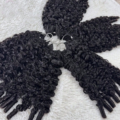 Burmese Curly Feather Crochet Human Hair Pre Separated Human Crochet Hair For Women 3c4a Curly Crochet Bundles Invisible Miracle Knots Pre Looped Extensions