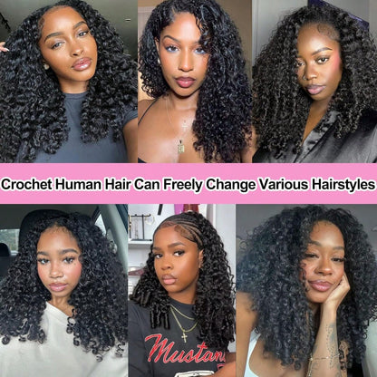Burmese Curly Feather Crochet Human Hair Pre Separated Human Crochet Hair For Women 3c4a Curly Crochet Bundles Invisible Miracle Knots Pre Looped Extensions