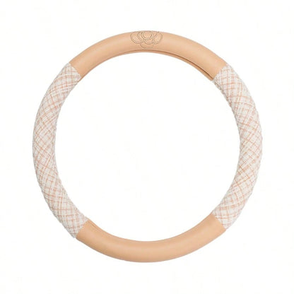 Car Accessories Steering Wheel Cover Women's Four Seasons GM Universal Steering Wheel Cover Cotton And Linen Comfortable Anti-Slip Temperament Camellia Car Accessories For Women All Seasons Suitable A