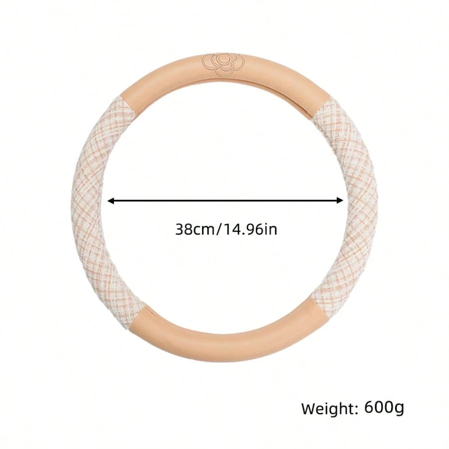 Car Accessories Steering Wheel Cover Women's Four Seasons GM Universal Steering Wheel Cover Cotton And Linen Comfortable Anti-Slip Temperament Camellia Car Accessories For Women All Seasons Suitable A