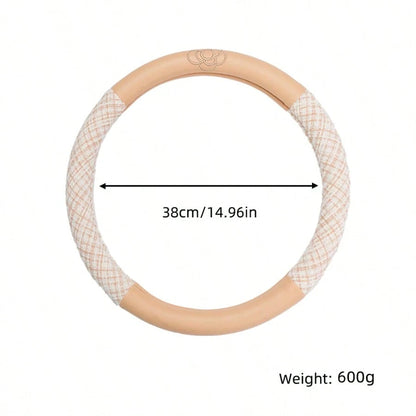 Car Accessories Steering Wheel Cover Women's Four Seasons GM Universal Steering Wheel Cover Cotton And Linen Comfortable Anti-Slip Temperament Camellia Car Accessories For Women All Seasons Suitable A