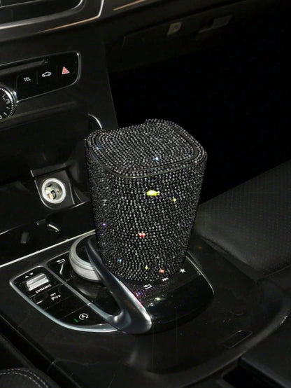 Car Accessories Studded Car Ashtray Fashion Led Lamp Multifunctional Car Creative Car Ashtray For Men And Women/Luxury Rhinestone Ashtray, With Cover, Portable Ashtray-Free Hot Drilling Car Ashtray/Ap
