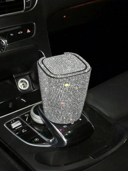 Car Accessories Studded Car Ashtray Fashion Led Lamp Multifunctional Car Creative Car Ashtray For Men And Women/Luxury Rhinestone Ashtray, With Cover, Portable Ashtray-Free Hot Drilling Car Ashtray/Ap