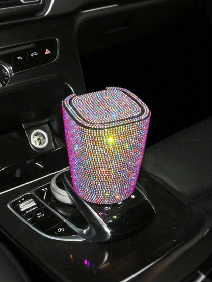 Car Accessories Studded Car Ashtray Fashion Led Lamp Multifunctional Car Creative Car Ashtray For Men And Women/Luxury Rhinestone Ashtray, With Cover, Portable Ashtray-Free Hot Drilling Car Ashtray/Ap