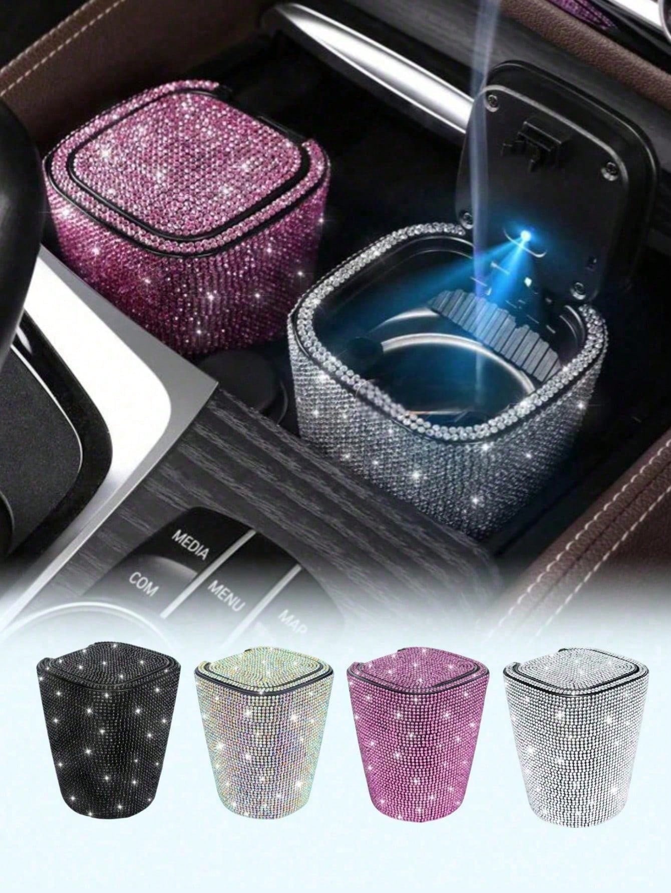 Car Accessories Studded Car Ashtray Fashion Led Lamp Multifunctional Car Creative Car Ashtray For Men And Women/Luxury Rhinestone Ashtray, With Cover, Portable Ashtray-Free Hot Drilling Car Ashtray/Ap