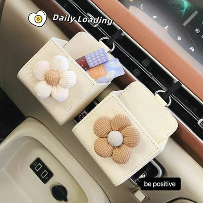 Car Air Outlet Storage Pocket Car Mobile Phone Storage Hanging Bag Car Storage Box (Clip Black And White Random Delivery