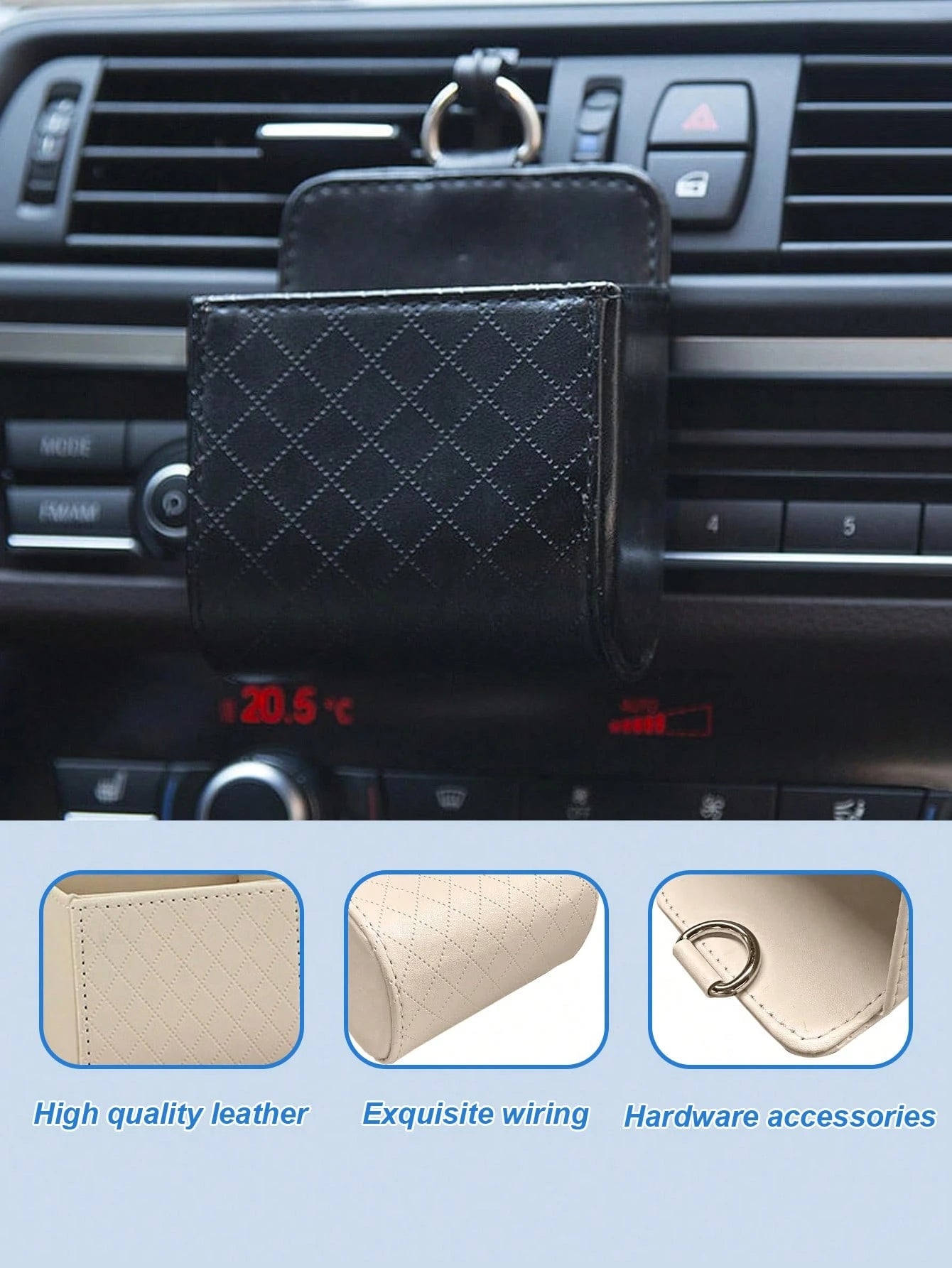 Car Air Vent Hanging Storage Organizer- Multi-Functional Vehicle-Mounted Phone Holder & Sundries Bag, Universal Auto Interior Tidying Container For Daily Essentials