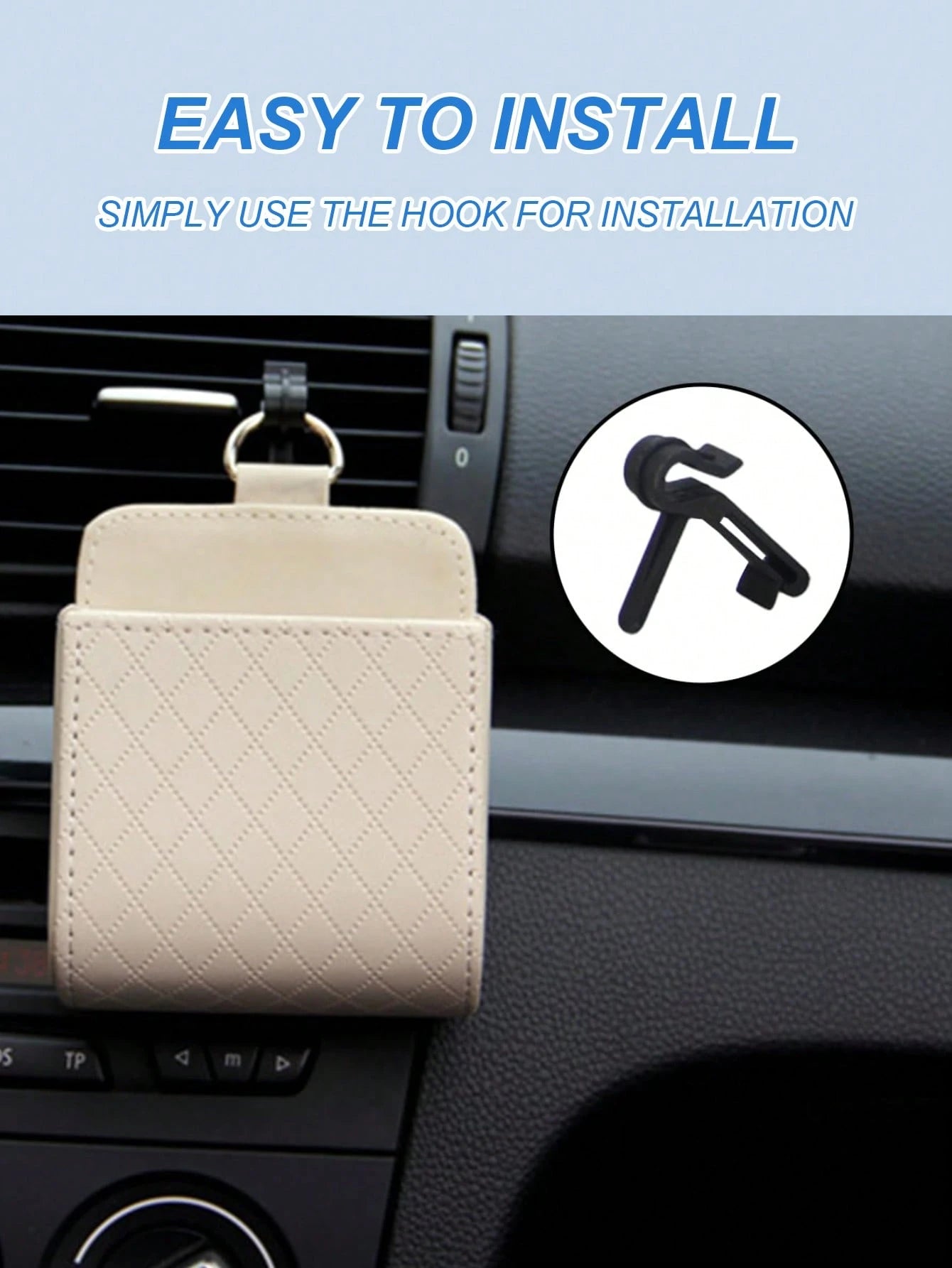 Car Air Vent Hanging Storage Organizer- Multi-Functional Vehicle-Mounted Phone Holder & Sundries Bag, Universal Auto Interior Tidying Container For Daily Essentials