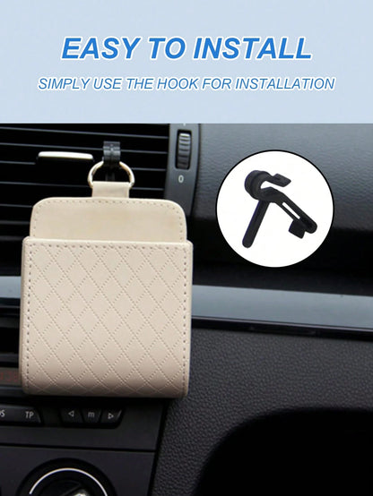 Car Air Vent Hanging Storage Organizer- Multi-Functional Vehicle-Mounted Phone Holder & Sundries Bag, Universal Auto Interior Tidying Container For Daily Essentials