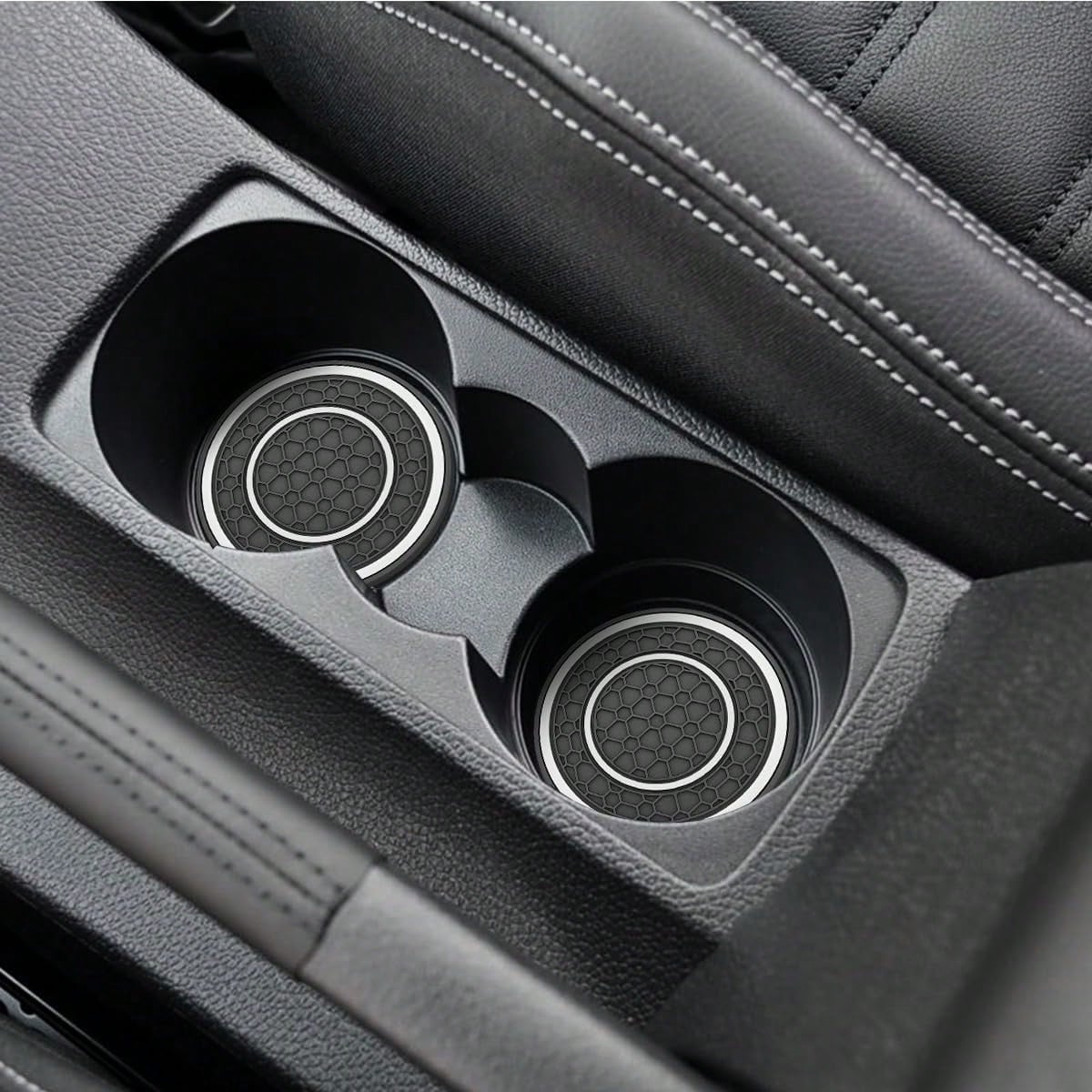 Car Cup Holder Coaster, 4PCS Flexible Silicone Insulation Anti-Slip Insert Vehicle Drink, Shockproof Embedded Auto Interior Bottle Holder Pad, Universal Fit (Black/Red) 0HBF