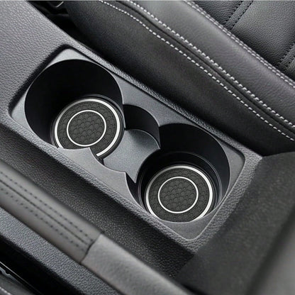 Car Cup Holder Coaster, 4PCS Flexible Silicone Insulation Anti-Slip Insert Vehicle Drink, Shockproof Embedded Auto Interior Bottle Holder Pad, Universal Fit (Black/Red) 0HBF
