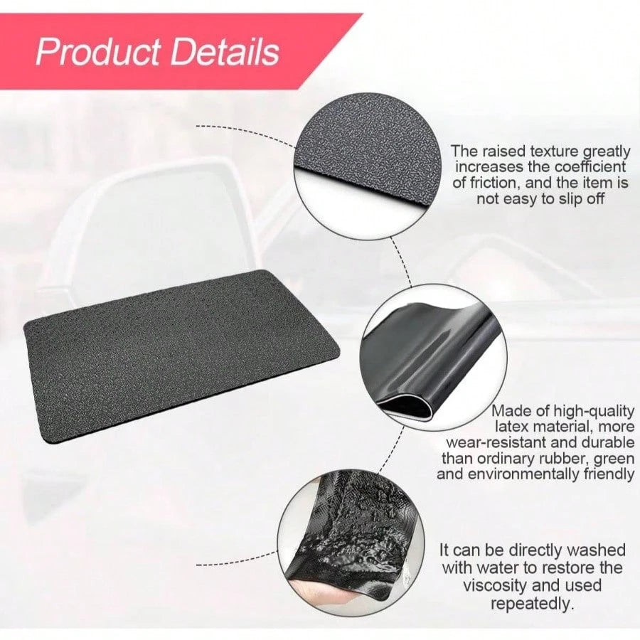 Car Dashboard Anti- Rubber Pad, 10.6x 5.9 Universal Non- Car Magic Dashboard Sticky Adhesive Phones Keys Electronic Devices And More Use BlackGrid