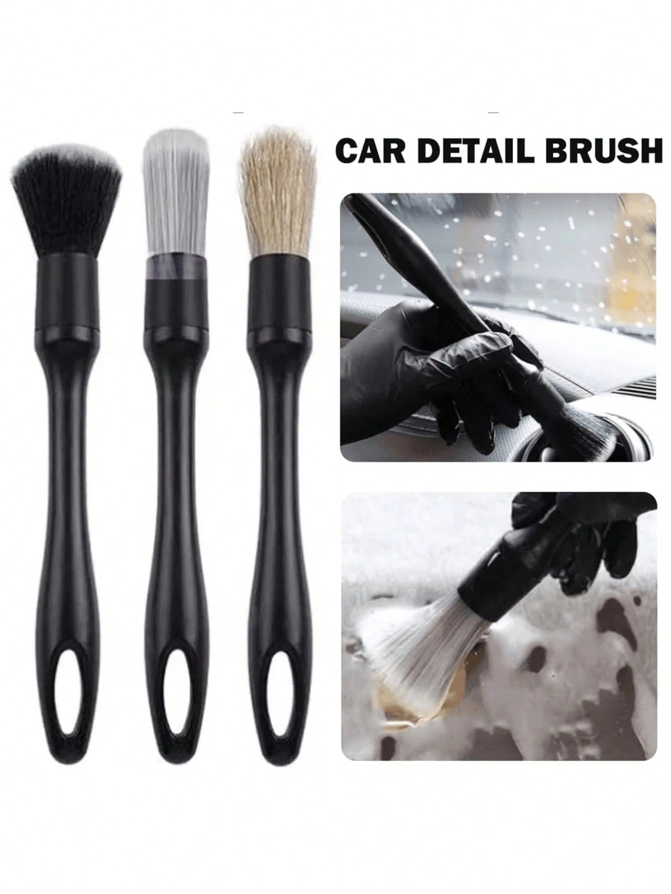 Car Detail Cleaning Brush Set, Car Interior Cleaning Brush, Multi-Purpose Car Detail Cleaning Brush, Soft Bristle Brush For Cleaning Car Details, Crevices, Emblems, Grilles And Wheels, Suitable For Cl
