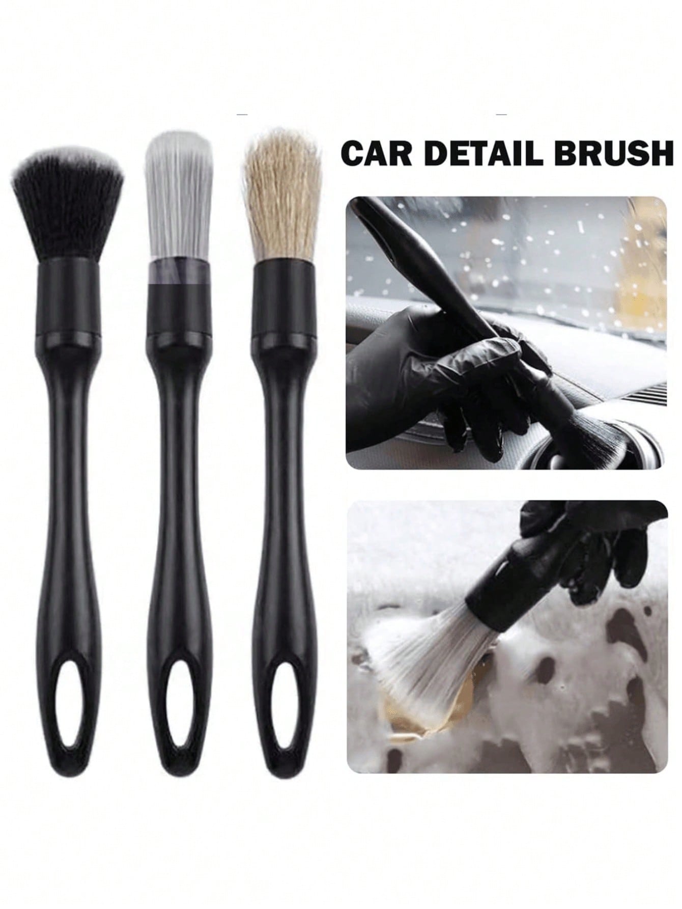 Car Detail Cleaning Brush Set, Car Interior Cleaning Brush, Multi-Purpose Car Detail Cleaning Brush, Soft Bristle Brush For Cleaning Car Details, Crevices, Emblems, Grilles And Wheels, Suitable For Cl
