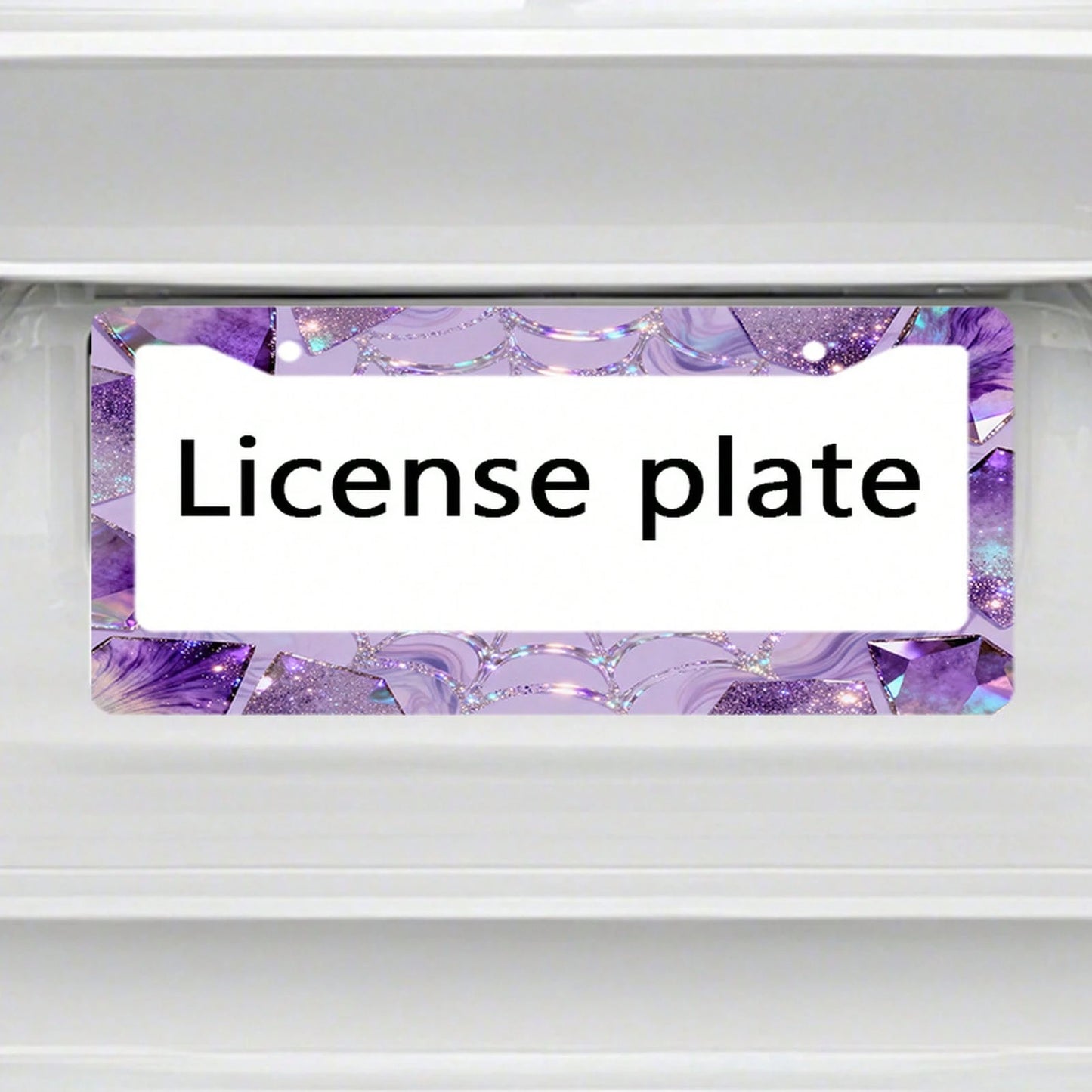 Car K, Car License Plate Protection And Decoration Accessory, 1PC Metal License Plate Frame, Dreamy Purple, Silver Diamond-Shaped Gemstone Design, Suitable For North American And International Vehicle