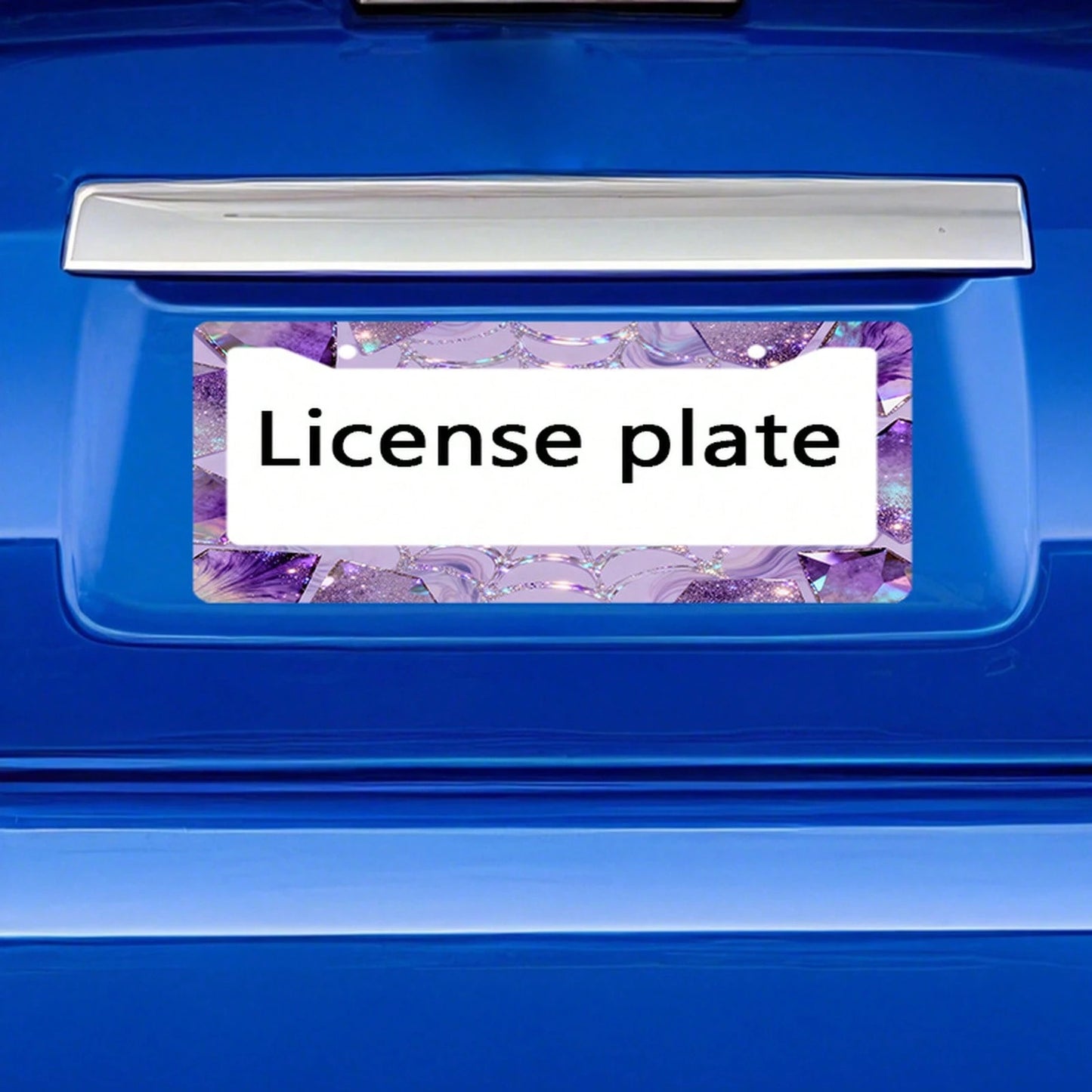 Car K, Car License Plate Protection And Decoration Accessory, 1PC Metal License Plate Frame, Dreamy Purple, Silver Diamond-Shaped Gemstone Design, Suitable For North American And International Vehicle