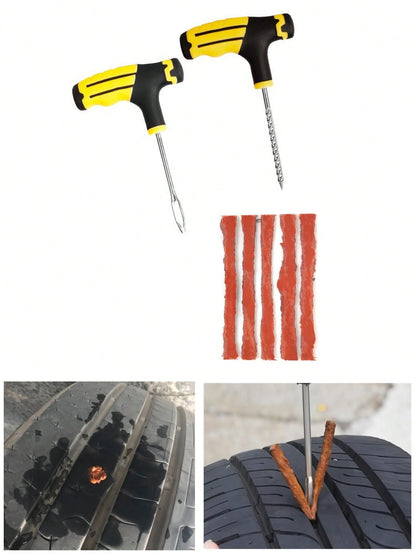 Car, Motorcycle And Electric Vehicle Tire Repair Kit- Tubeless Tire Patch, Quickly And Easily Fill Holes In Tubeless Tires, Tire Repair Tape Repair Tool