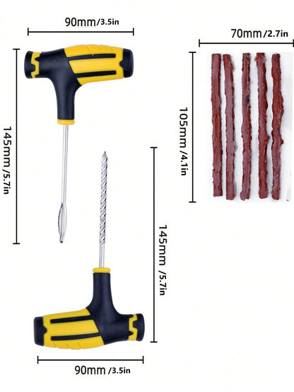 Car, Motorcycle And Electric Vehicle Tire Repair Kit- Tubeless Tire Patch, Quickly And Easily Fill Holes In Tubeless Tires, Tire Repair Tape Repair Tool