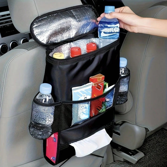 Car Organizer Back Seat, Waterproof Pu Leather Car Seat Storage Bag Foldable Universal Hanging Car Seat Back Organizer For Kids & Adults With Cup Holders Car Travel Accessories