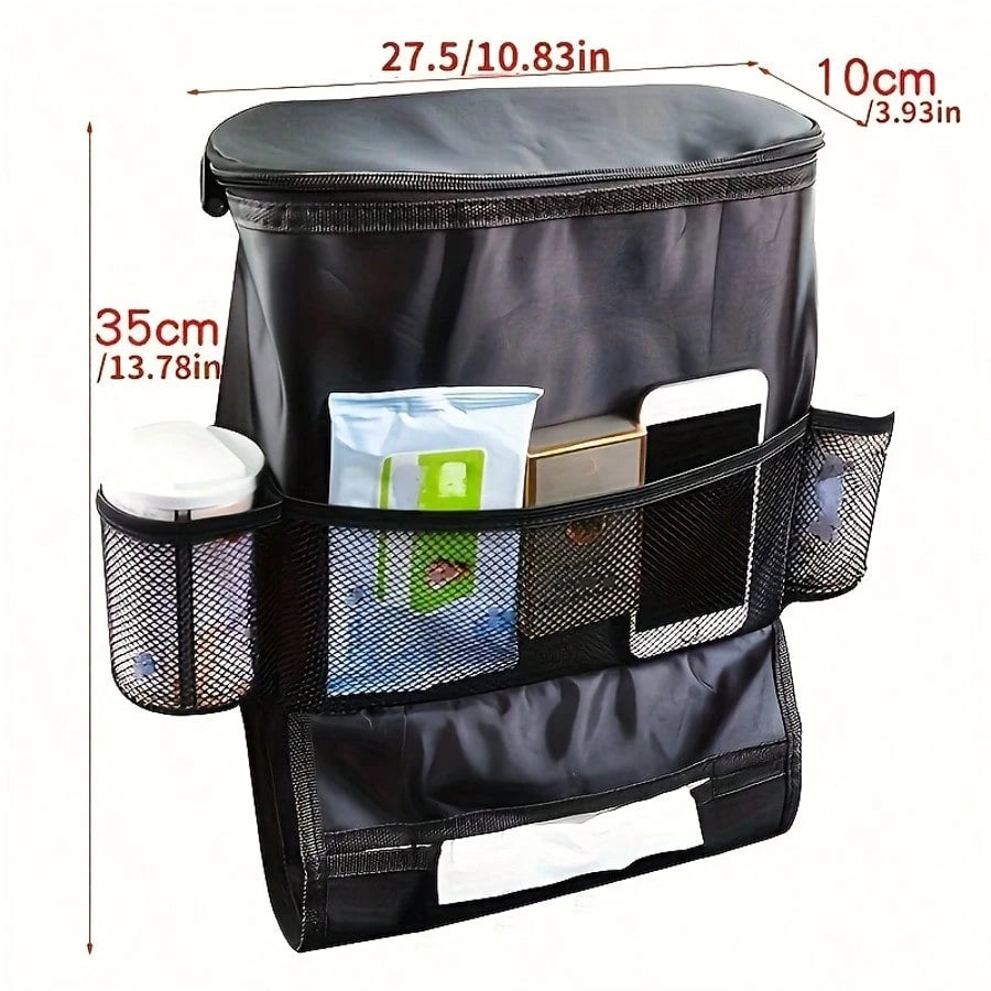 Car Organizer Back Seat, Waterproof Pu Leather Car Seat Storage Bag Foldable Universal Hanging Car Seat Back Organizer For Kids & Adults With Cup Holders Car Travel Accessories