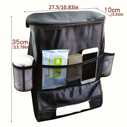 Car Organizer Back Seat, Waterproof Pu Leather Car Seat Storage Bag Foldable Universal Hanging Car Seat Back Organizer For Kids & Adults With Cup Holders Car Travel Accessories