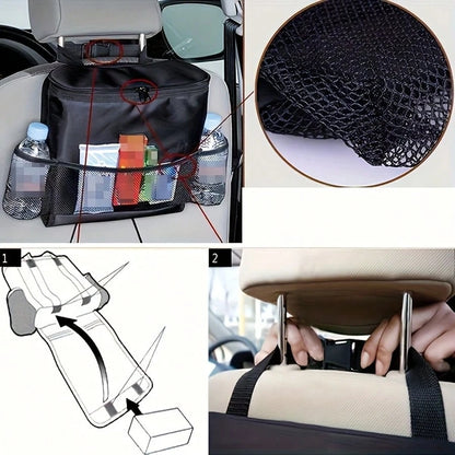Car Organizer Back Seat, Waterproof Pu Leather Car Seat Storage Bag Foldable Universal Hanging Car Seat Back Organizer For Kids & Adults With Cup Holders Car Travel Accessories