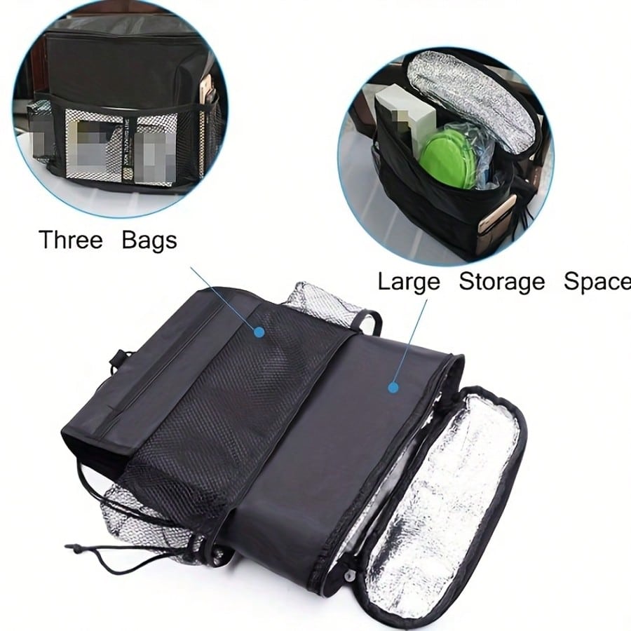 Car Organizer Back Seat, Waterproof Pu Leather Car Seat Storage Bag Foldable Universal Hanging Car Seat Back Organizer For Kids & Adults With Cup Holders Car Travel Accessories