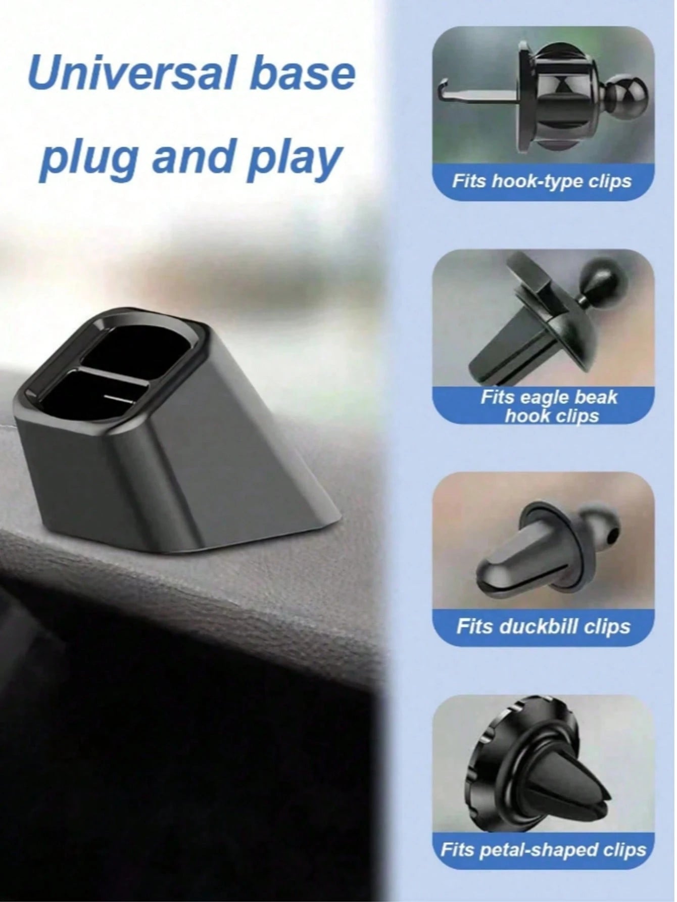 Car Phone Holder Base- Universal Holder Base Air Vent Clip Style Universal Phone Navigation Holder Base Adjustable Dashboard And Air Vent Clip Installation, L-Shaped Design, Suitable For Most Phone H