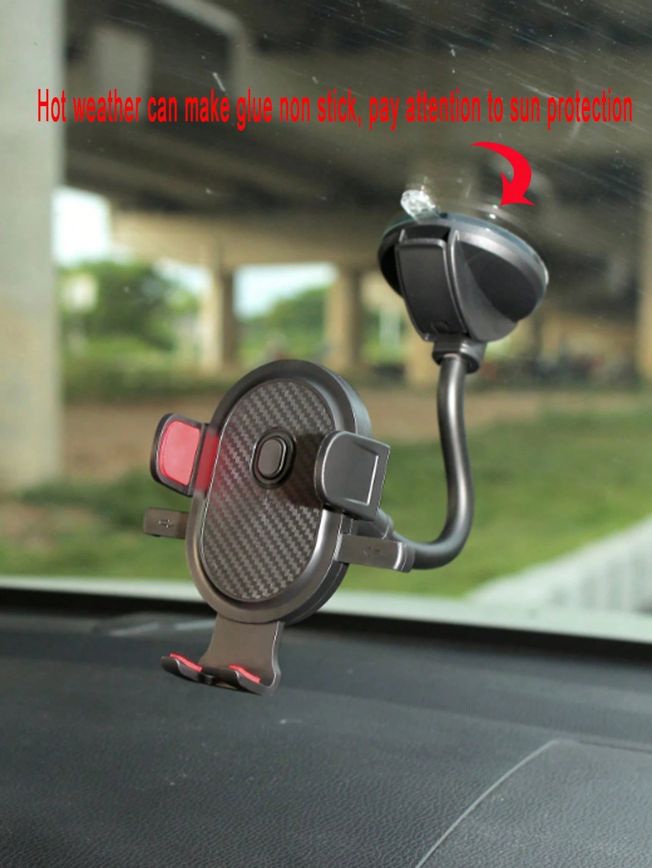 Car Phone Holder With Suction Cup For Windshield, Dashboard And Central Console, Adjustable In Multiple Angles