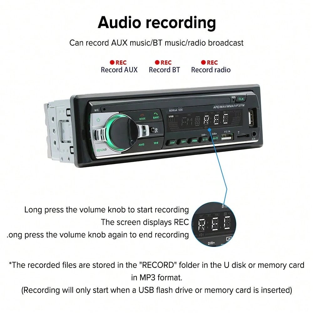 Car Radio Wireless Single DIN Car Stereo Audio, Car Audio With Handsfree And App Control,Supports FM/ MP3/SD/AUX/Dua USB/EQ/Quick Charge/Voice Control/Use Mobile APP To Locate And Find The Car