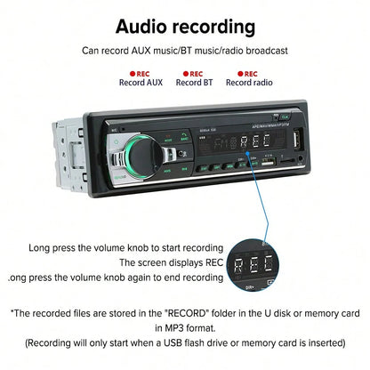 Car Radio Wireless Single DIN Car Stereo Audio, Car Audio With Handsfree And App Control,Supports FM/ MP3/SD/AUX/Dua USB/EQ/Quick Charge/Voice Control/Use Mobile APP To Locate And Find The Car