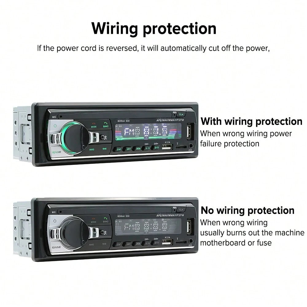 Car Radio Wireless Single DIN Car Stereo Audio, Car Audio With Handsfree And App Control,Supports FM/ MP3/SD/AUX/Dua USB/EQ/Quick Charge/Voice Control/Use Mobile APP To Locate And Find The Car