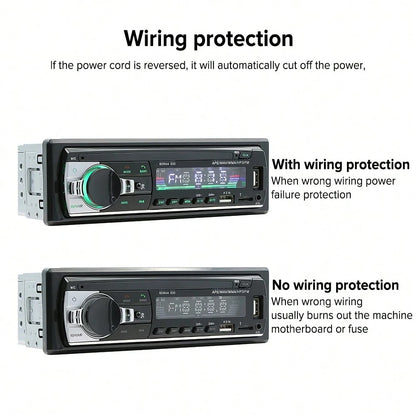 Car Radio Wireless Single DIN Car Stereo Audio, Car Audio With Handsfree And App Control,Supports FM/ MP3/SD/AUX/Dua USB/EQ/Quick Charge/Voice Control/Use Mobile APP To Locate And Find The Car