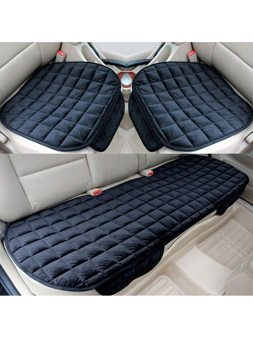 Car Seat Cover Bottom Seat Cover For Cars, Luxury All Season Plush Automotive Seat Cushion Covers Front And Rear Auto Comfortable Protector Cover For Vehicle SUV Cars, Non-Slip Rubber Bottom With Stor