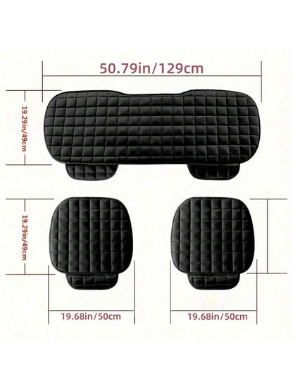Car Seat Cover Bottom Seat Cover For Cars, Luxury All Season Plush Automotive Seat Cushion Covers Front And Rear Auto Comfortable Protector Cover For Vehicle SUV Cars, Non-Slip Rubber Bottom With Stor