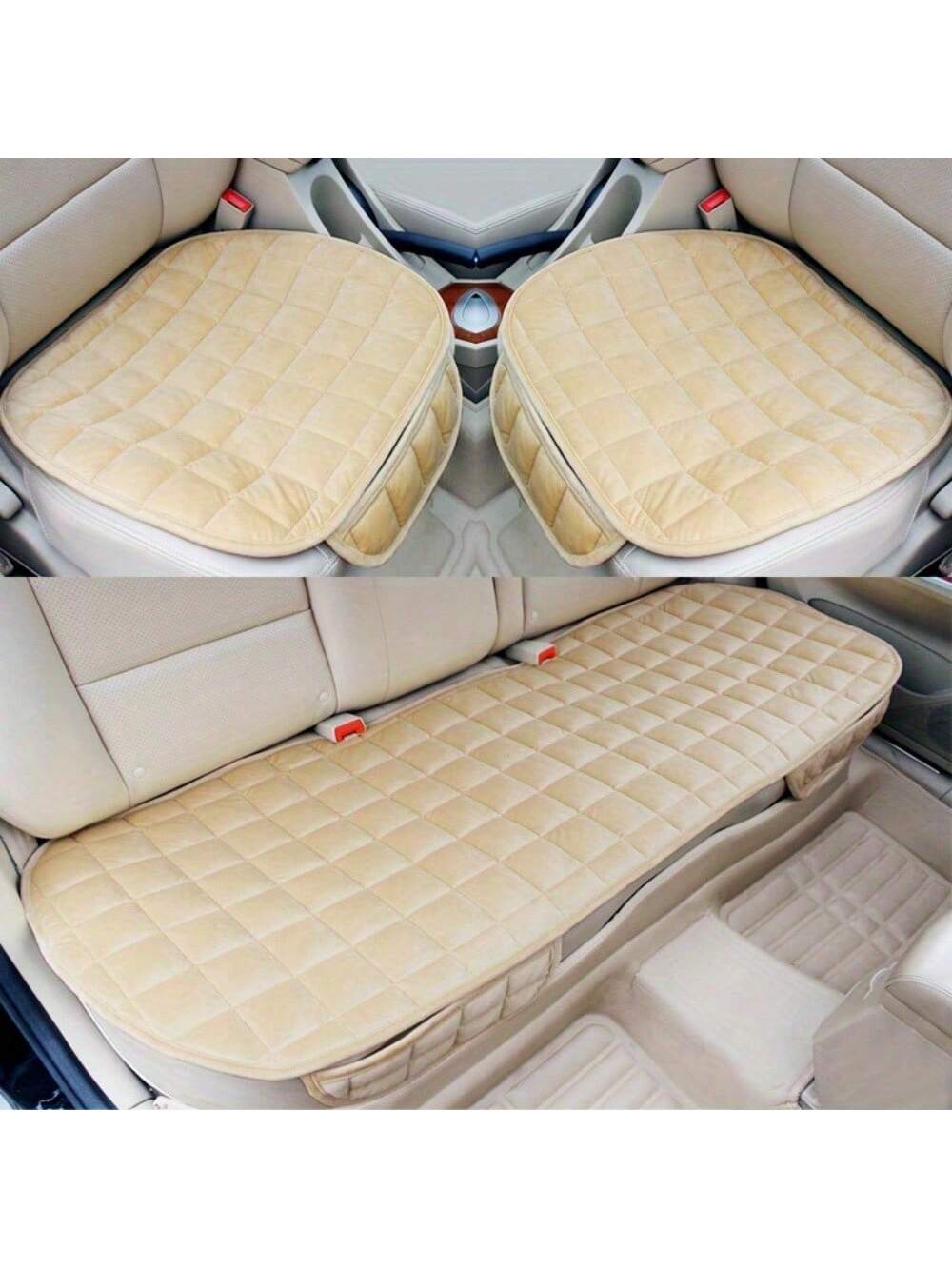 Car Seat Cover Bottom Seat Cover For Cars, Luxury All Season Plush Automotive Seat Cushion Covers Front And Rear Auto Comfortable Protector Cover For Vehicle SUV Cars, Non-Slip Rubber Bottom With Stor